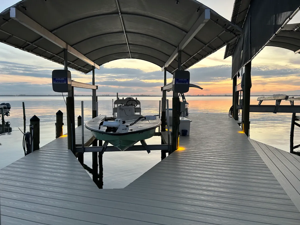 custom dock with boat lift