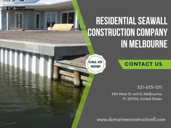 Residential seawall construction project by DC Marine Construction showcasing a durable concrete barrier along a waterfront property