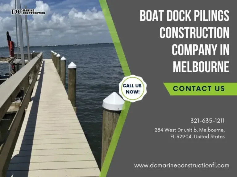 Boat dock pilings installed by a trusted marine construction company in Melbourne FL